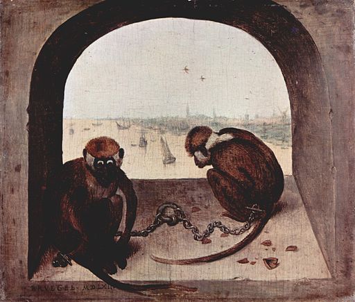Pieter Bruegel the Elder Two chained monkeys 1562