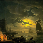 Claude Joseph, Entrance to the Port of Palermo by Moonlight (1769)